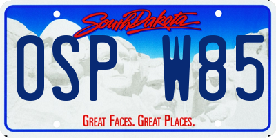 SD license plate 0SPW85