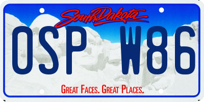 SD license plate 0SPW86
