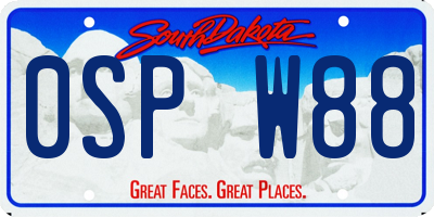 SD license plate 0SPW88