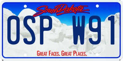 SD license plate 0SPW91