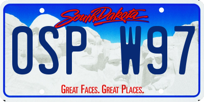 SD license plate 0SPW97