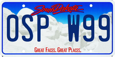 SD license plate 0SPW99