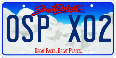 SD license plate 0SPX02
