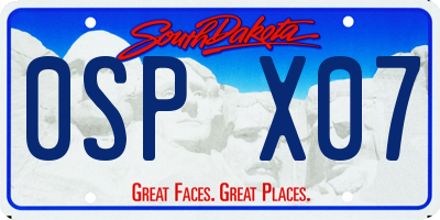 SD license plate 0SPX07