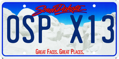 SD license plate 0SPX13