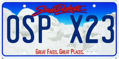 SD license plate 0SPX23