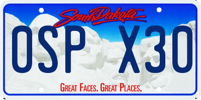 SD license plate 0SPX30