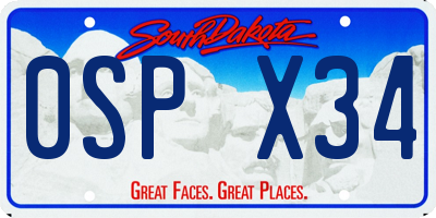 SD license plate 0SPX34