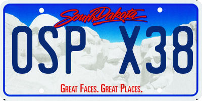 SD license plate 0SPX38