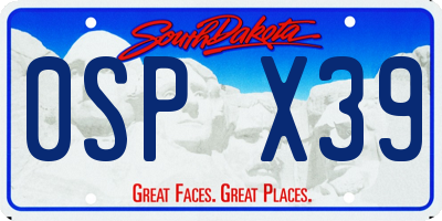 SD license plate 0SPX39
