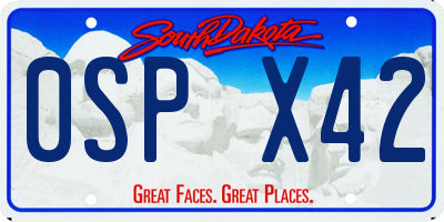 SD license plate 0SPX42