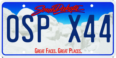SD license plate 0SPX44