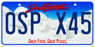 SD license plate 0SPX45