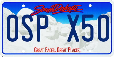 SD license plate 0SPX50