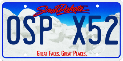 SD license plate 0SPX52