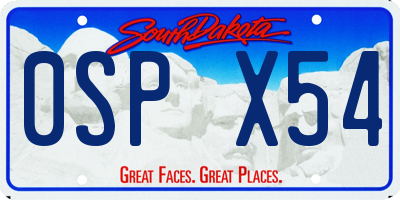 SD license plate 0SPX54