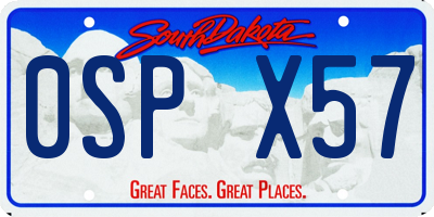 SD license plate 0SPX57