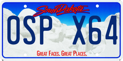 SD license plate 0SPX64