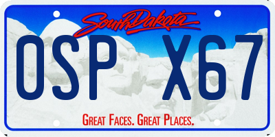 SD license plate 0SPX67