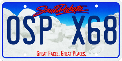 SD license plate 0SPX68