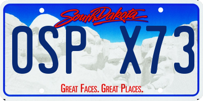 SD license plate 0SPX73