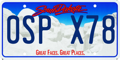 SD license plate 0SPX78