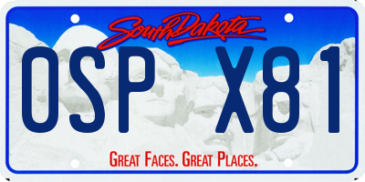SD license plate 0SPX81
