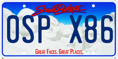 SD license plate 0SPX86