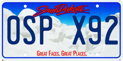SD license plate 0SPX92