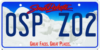 SD license plate 0SPZ02
