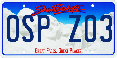 SD license plate 0SPZ03