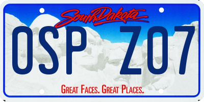 SD license plate 0SPZ07