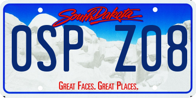 SD license plate 0SPZ08