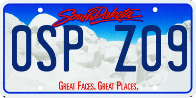 SD license plate 0SPZ09