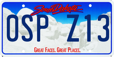 SD license plate 0SPZ13