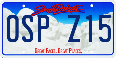 SD license plate 0SPZ15