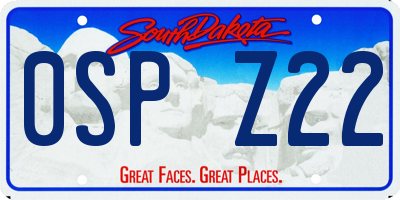 SD license plate 0SPZ22