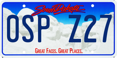 SD license plate 0SPZ27