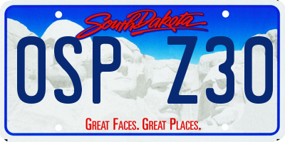 SD license plate 0SPZ30