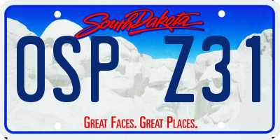 SD license plate 0SPZ31