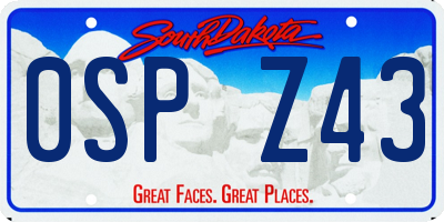 SD license plate 0SPZ43