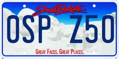 SD license plate 0SPZ50