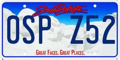 SD license plate 0SPZ52
