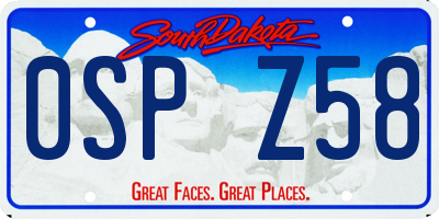 SD license plate 0SPZ58