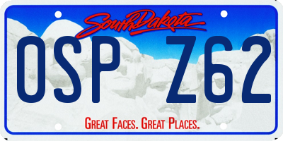 SD license plate 0SPZ62