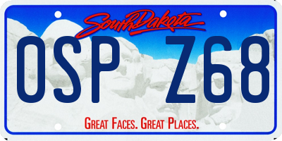 SD license plate 0SPZ68