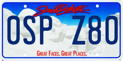 SD license plate 0SPZ80