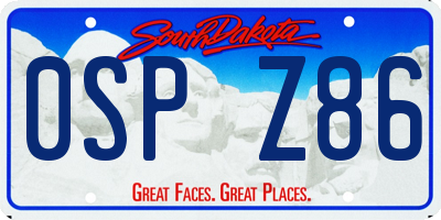 SD license plate 0SPZ86