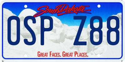 SD license plate 0SPZ88