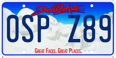 SD license plate 0SPZ89